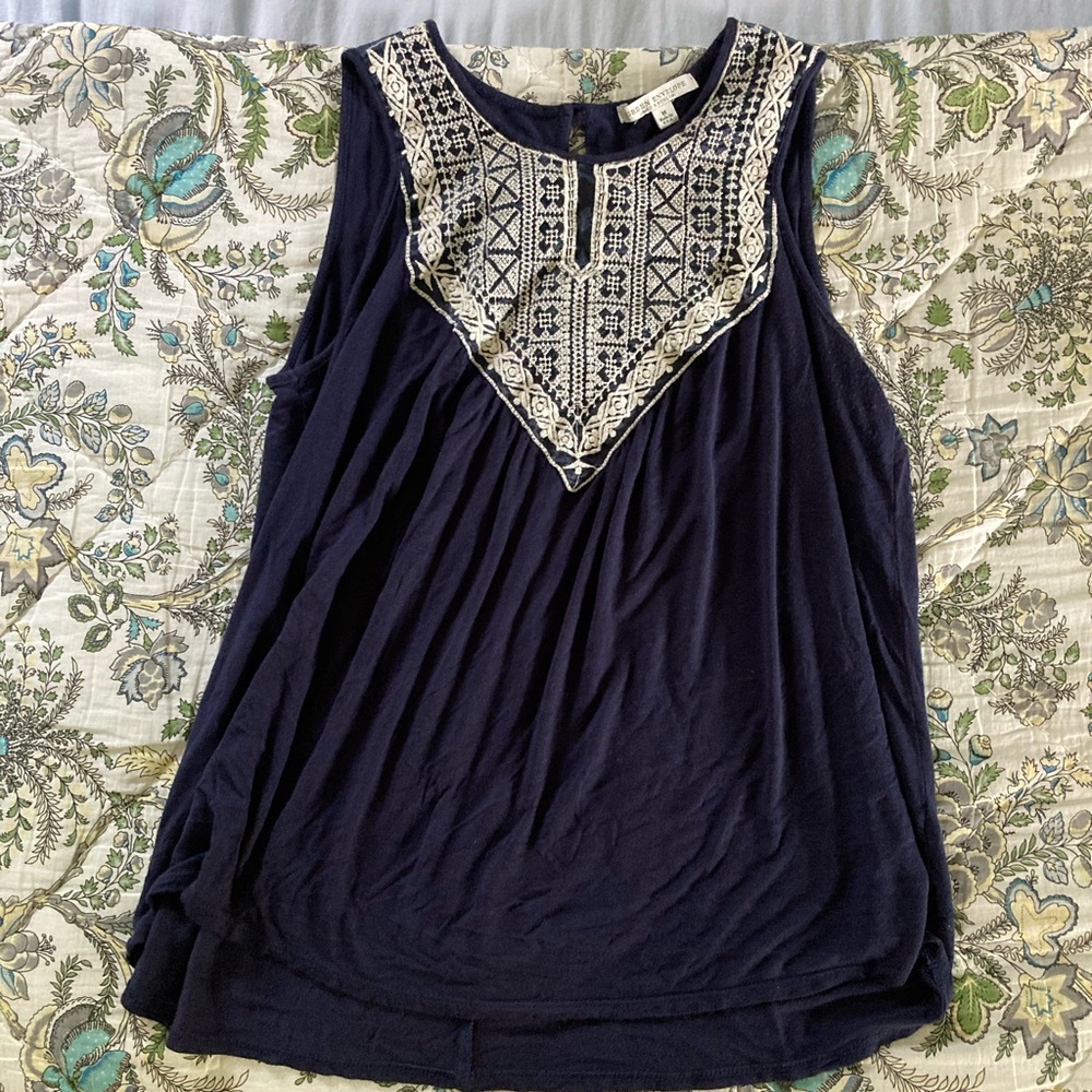 Green Envelope Navy Top